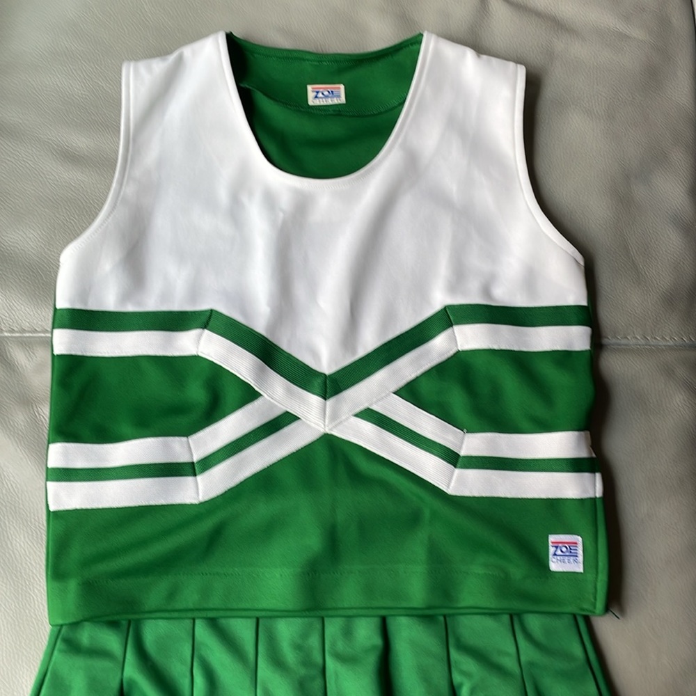NWOT - Green & White Cheerleader Uniform Outfit